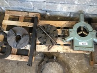 3 Pallets Assorted Machine Chucks, Steadies, Face Plates etc