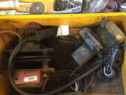 Contents Site Box Comprising Heavy Duty Chain Hoist and Motorised Runway Dog etc