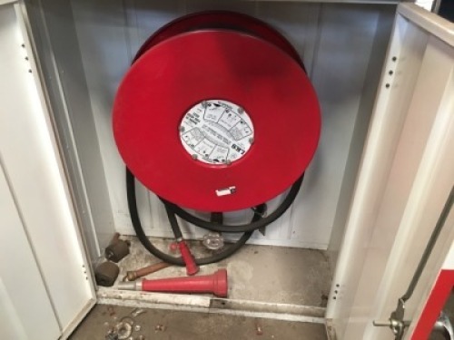 Heavy Duty Retractable Fire Hose Including 2 Door Cabinet