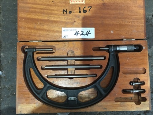Steel Framed 150mm-225mm Outside Micrometer in Timber Carry Case and 52cm Height Gauge