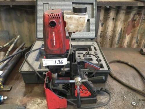 ROTABROACH HEAVY DUTY MOTORISED CORE DRILL Mounted on Magnetic Base in Carry Case