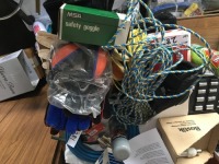 First Aid Protective Pads and Quantity Assorted Work Gloves and Ear Muffs, Protective Pad and Rope