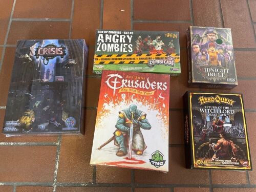 Bundle of Crisis, Crusaders, Angry Zombies Expansion Set #3, Midnight Circle Expansion, Hero Quest Witch Lord Expansion