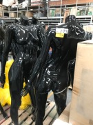 8x Black Gloss Plastic Framed Headless Female Full Body Mannequins on Glass Support Bases - 2