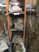 Timber Framed Multi Tiered Storage Cabinet and Large Quantity Assorted Cutting Discs