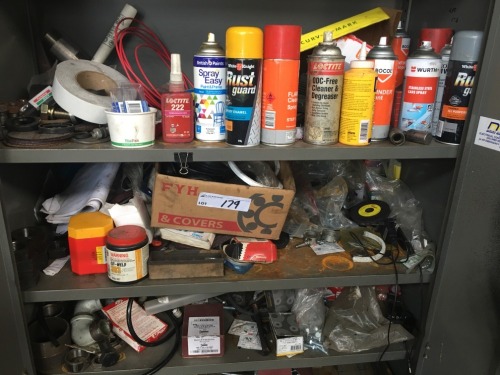 Contents Cabinet Comprising Bolts, Nuts, Washers, Hinges, Components, Degreaser, Conveyor etc