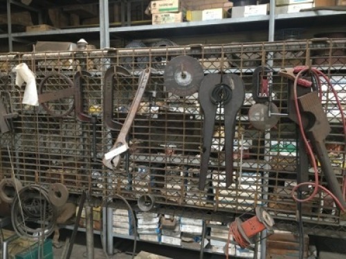 4 Assorted G Clamps 900mm, Steel Spanner, Grabs etc