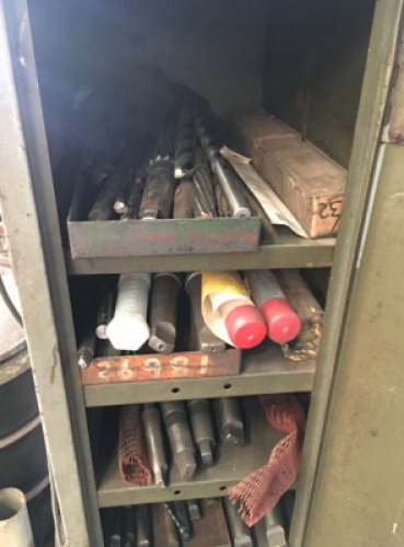 Steel Framed Single Door Storage Cabinet and Large Quantity Assorted Drills, Reamers etc