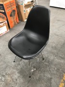 3x Black Moulded Plastic Steel Framed Waiting Room Chairs