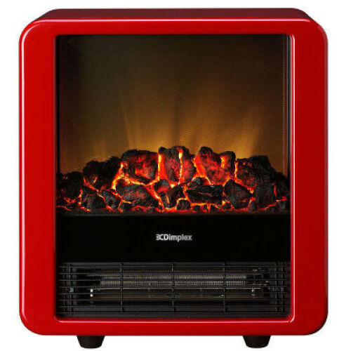 Dimplex Minicube Red Electric Heater Fireplace Heat Flame Smoke Coal Wood Effect