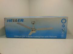 Heller 1200mm DIY 3 Blade Brushed Stainless Steel Ceiling Fan &amp; Remote (HARRIET) - 2