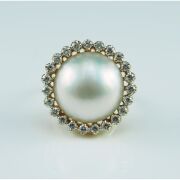 (DO NOT LOT) 18ct yellow gold Mabe pearl & diamond set ring