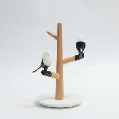Bird's Lamp, White/Beech