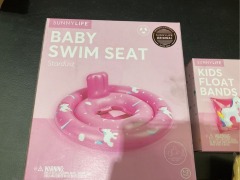1 x Baby Swim Seat Stardust
1 x Kids Float Bands Unicorn 
1 x Kids Lunch Bag Bee
1 x Beach Pillow Kasbah - 3