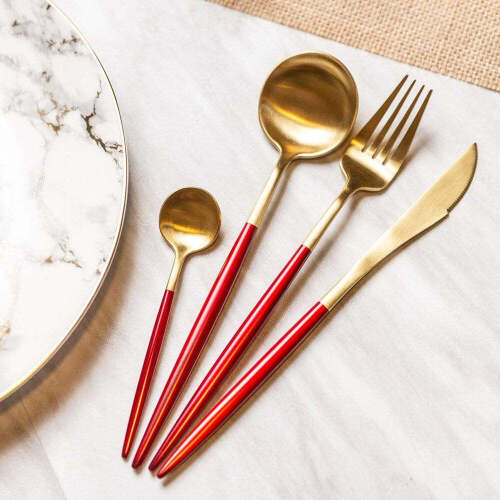 Holiday France 16 Piece Cutlery Set, Red/Gold