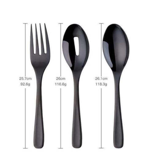 Sao Paulo 3 Piece Salad Serving Set, Black