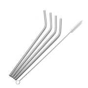 Seoul 4 Piece Stainless Steel Straw Set, Silver