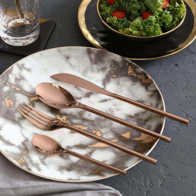 Belgium 4 Piece Cutlery Set, Rose Gold