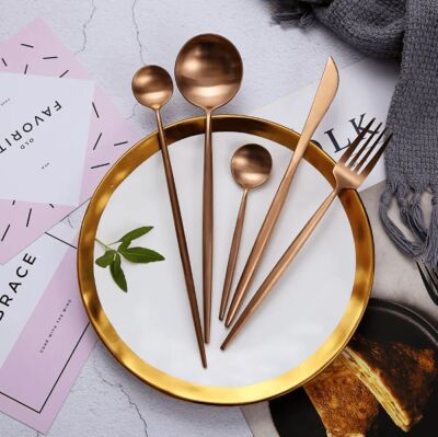 Spain 16 Piece Cutlery Set, Rose Gold