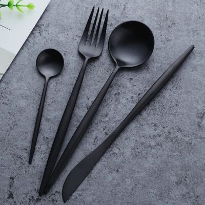 Spain 4 Piece Cutlery Set, Black