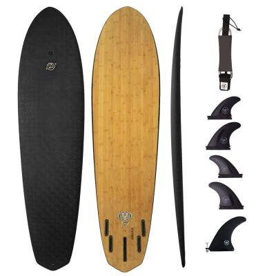 7'7 Elefante Hybrid Surfboard, Black