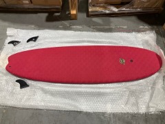 6'8 Casper Hybrid Surfboard, Red - 2