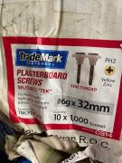 One pallet Trademark Plasterboard Screws, 12 x 6g x32mm, 14 x 6g x 30mm Unknown quantity. - 3