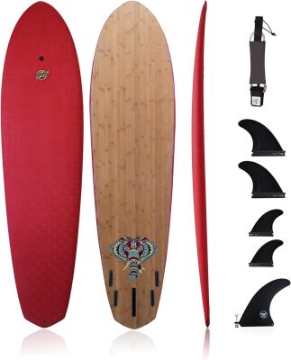 7'7 Elefante Hybrid Surfboard, Red