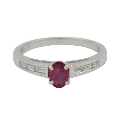 (DO NOT LOT) 18ct White Gold, 0.65ct Ruby & Diamond Ring