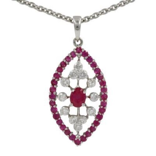 (DO NOT LOT) 18ct W.G, 1.62ct Ruby & Diamond Pendant