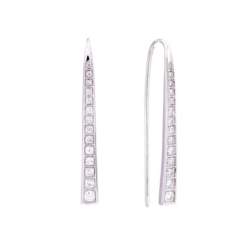 (DO NOT LOT) One pair of ladies 9ct White Gold earring with 28 round diamonds TDW=0.54ct