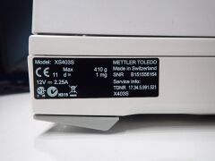 METTLER TOLEDO XS403S Precision balance, 12V, 2.25A, Readability 1mg, Capacity 410g. - 2