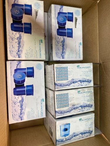 Box of Aquaport 3x AQPFCR3 Filter Replacement Cartidges and 3xAQP-FCR-Q water filter bottle replacement cartridge