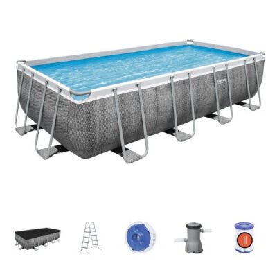 Power Steel Rattan Rectangular Pool Set 602