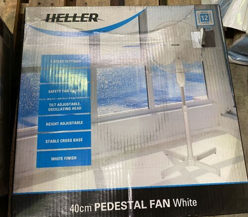 Heller 40cm Pedestal Fan White (Qty 4)