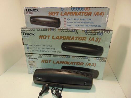 Lenox Hot Laminator LA-3305 x 2 units + Lenox Lenox Hot Laminator LA-3305 x 2 (1 Unpackaged)