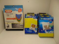 DNL MENALUX 1200 VACUUM CLEANER BAGS x 3 + MENALUX 1202 VACUUM CLEANER BAGS x 3 + VAX Total Home 4 x Microfibre Cleaning Pads
