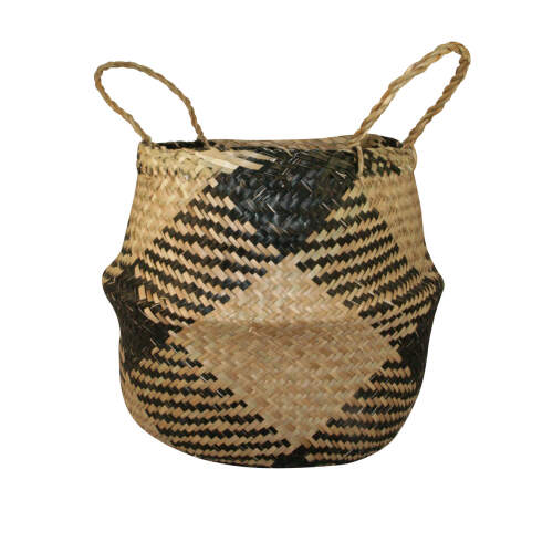 1 x Hampton Seagrass Basket - Black/Natural