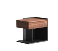 1 x Essimetri Bedside Table - Walnut/Black - Right