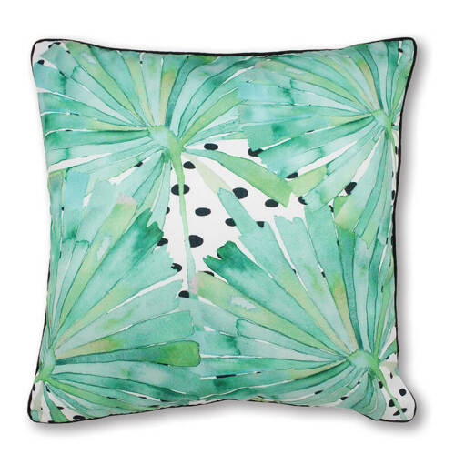 4 x Barbados Botanical Print Cushions - Green/Dotty