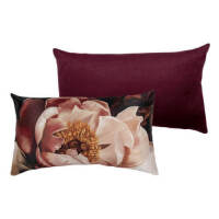 2 x Deep Peony Long Cushions - Deep Plum/Pink - 50 x 30cm