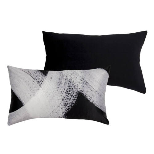 6 x Domino Long Cushions - Black/White - 50cm x 30cm