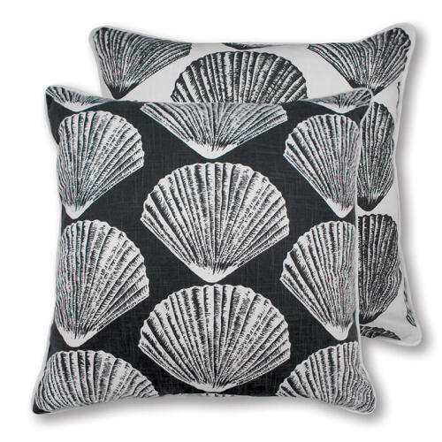 2 x Seashell Cushions - Charcoal