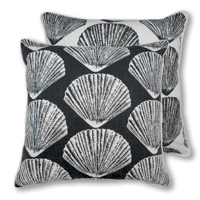 2 x Seashell Cushions - Charcoal