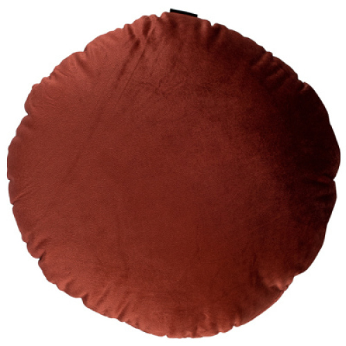 2 x Velvet Round Cushions - Burnt Sienna