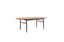 1 x Brasilia Oval Dining Table - Gold/Black Accents