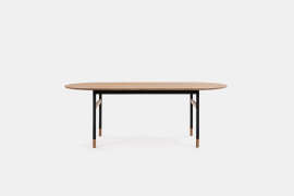 1 x Brasilia Oval Dining Table - Gold/Black Accents - 3