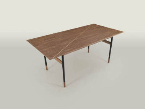 1 x Brasilia Rectangle Dining Table - Natural Ash/Brass