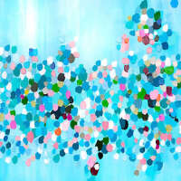 1 x Float Limited Edition Framed Print - Pebbles in the Sea - Blue/Multi