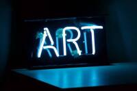 1 x Neon Art Framed Print - Blue